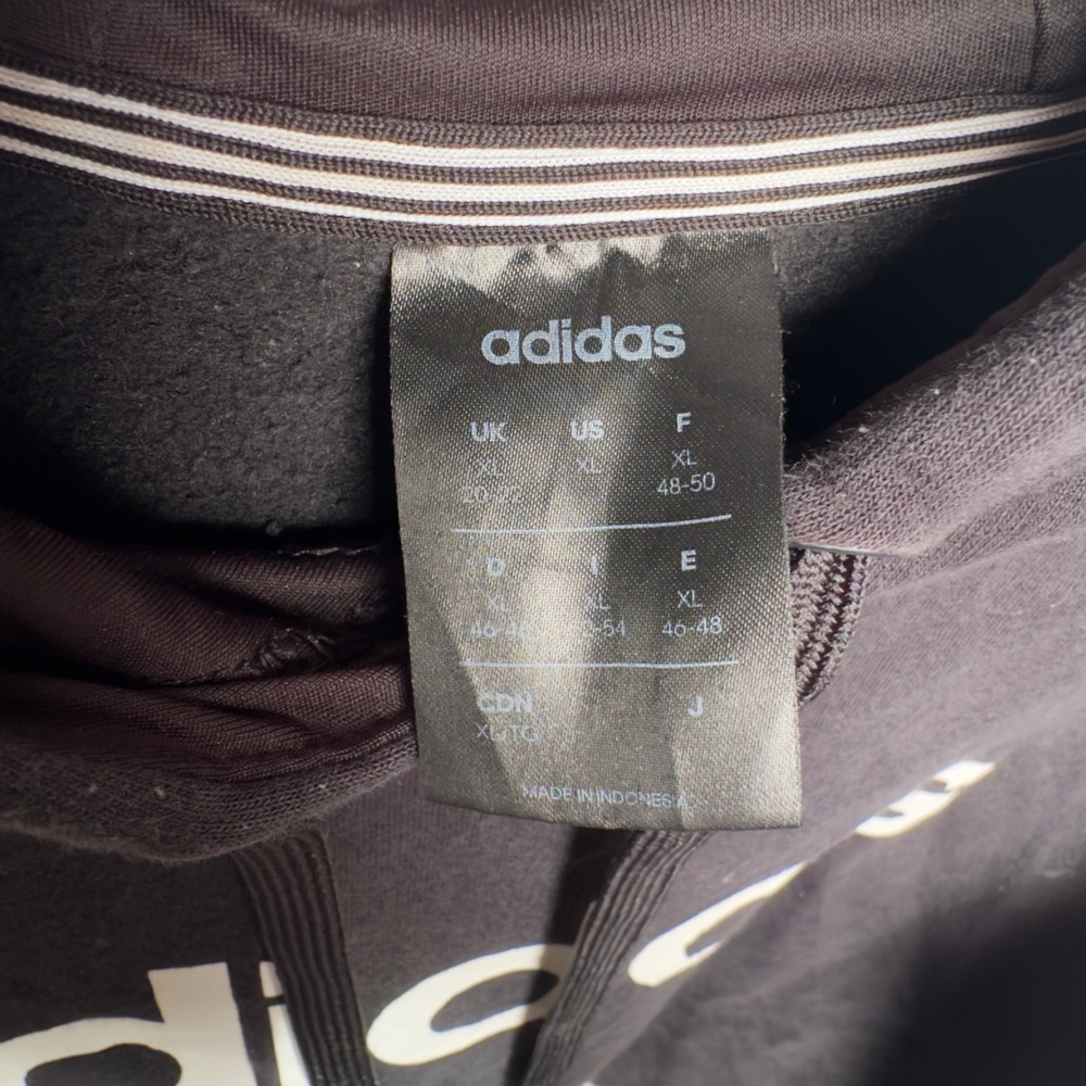 Adidas Essential Logo Hoodie Men's‎ XL Black Pullover Sweatshirt 3-Stripe - Picture 2 of 6